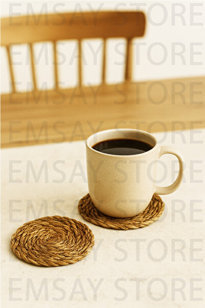 Emsay Store Original Natural 6-Piece Coaster Set Natural (10 cm) Straw Coasters