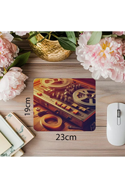 Wisdom Rain لوحة ماوس على شكل شريط كاسيت - تصميم قديم - لوحة ماوس مطبوعة مستطيلة الشكل مقاس 19 × 23 سم 2 مم مستوردة