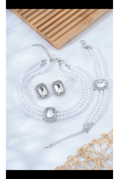Finesa Jewelry Mega Pearl Set (Necklace-Bracelet-Earrings)