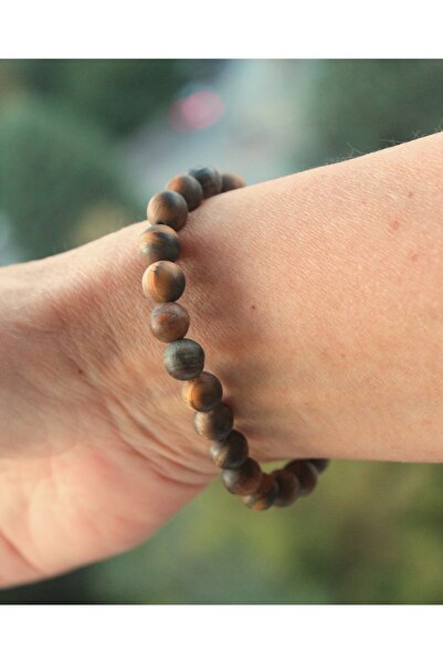 Altai Kahverengi Kaplan Gözü Doğal Taş Bileklik ( 8mm Naturel Mat )