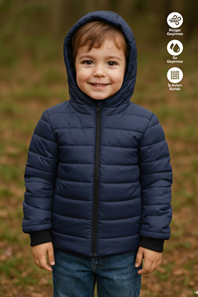 Merdia Palton pentru băieți, rezistent la apă și vânt, cu glugă, căptușit cu ...