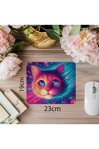 Wisdom Rain تصميم لوحة ماوس Sweet Space Cat العائمة - لوحة ماوس مطبوعة مستطيل...