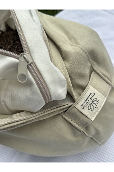 SUNYOGA Zafu Yoga Meditation Cushion Buckwheat Hull Filled Cream Color