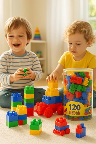 hak-iş oyuncak 120 Piece Color Block Set – Cylinder Box