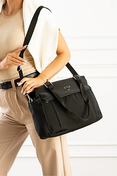 Sanmorris Women's Black Satin Fabric Adjustable Crossbody Strap Hand & Shoulder Bag