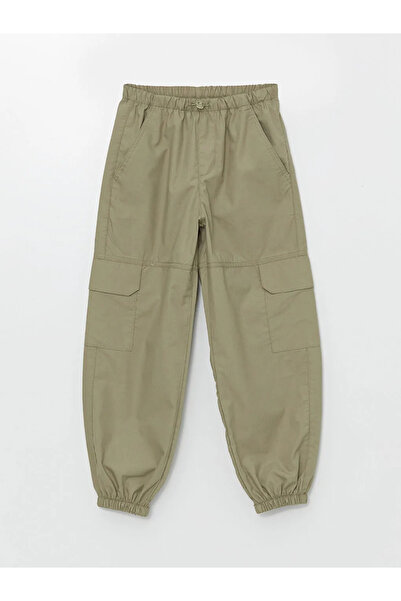 LC Waikiki Lcw Kids Khaki Girls Cargo Jogger Pants with Elastic Waist