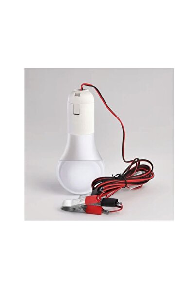 newnet Seyyar Kablolu Led Ampul- Akü Takviye Maşalı 1.8 METRE Kablolu- 12Volt 5Watt BEYAZ LED AMPUL