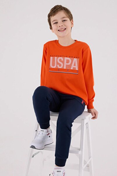 U.S. Polo Assn. Σετ πιτζάμες Polo Boys Casual με μακρυμάνικο βαμβακερό πορτοκ...