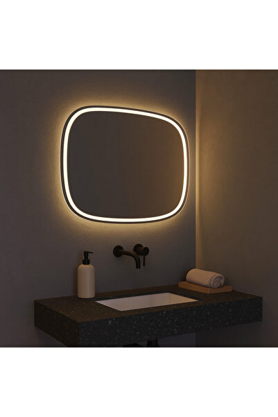 Aypars Atölye LED’li Kavisli Dikdörtgen Duvar Aynası (Touch Sensörlü Modern I...