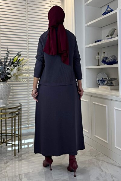 Rabia Şamlı Melis Çelik Knitted Sweater Set Anthracite