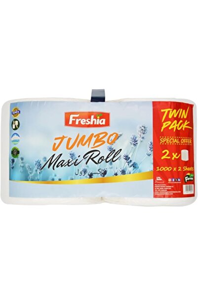 Freshia Premium Quality Jumbo Maxi Roll 2-Ply Tissue Hygienic, 1200 Gm, Twin Pack of 2