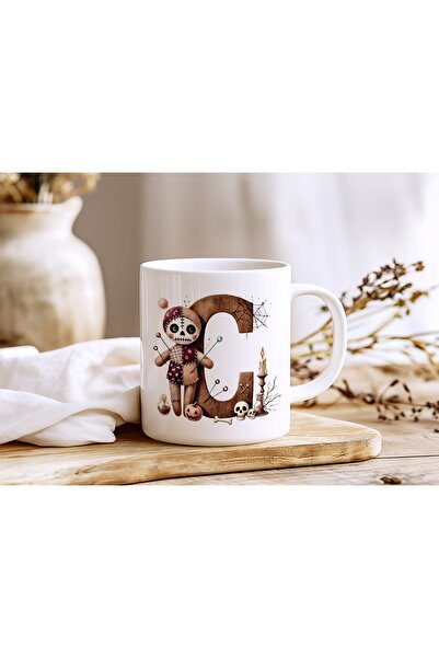 Beramussa كوب على شكل حرف C من Voodoo Doll - تصميم قوطي للهالوين - هدية الهالوين