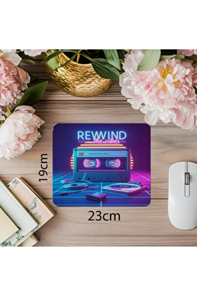 Wisdom Rain مشغل كاسيت وأضواء نيون - لوحة ماوس مستطيلة مطبوعة مستوردة مقاس 19 × 23 سم 2 مم