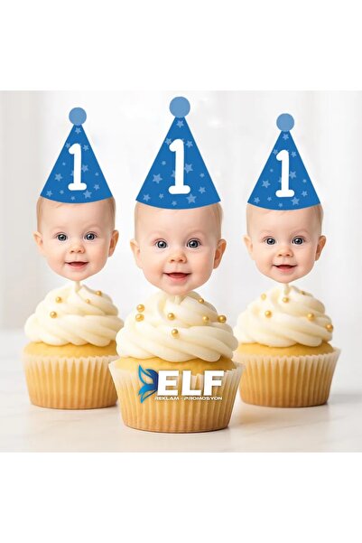 ELF REKLAM Doğum Günü Kürdan Süs Cupcake Süs Kişiye Özel ( 10 Adet)