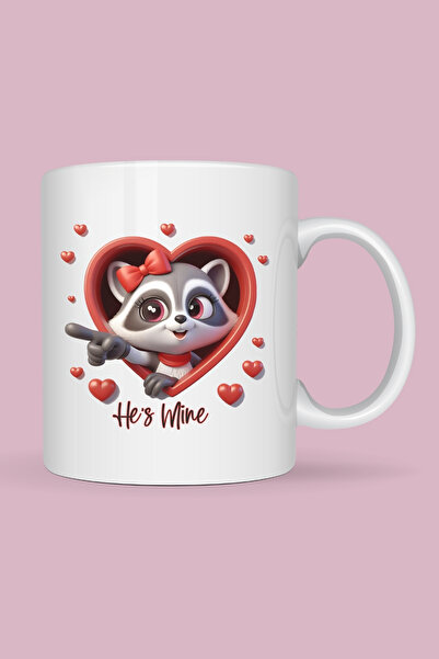 giftkonsept Raccoons in Love Printed Gift for Lover or Spouse Double Mug Set