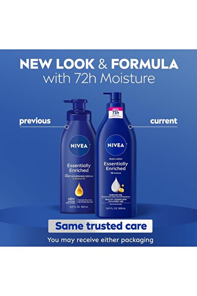 NIVEA Essentially Enriched Body Lotion - 48 Hour Moisture For Dry to Very Dry Skin - 16.9 oz. Pump B