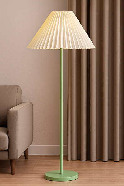 Natiorj Umbrella Straight Yeşil Tek Ayaklı Dekoratif Salon Yatak Odası Proje Lambader