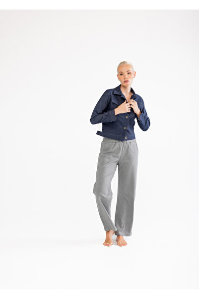 Voguso Slim-Fit İndigo Kadın Pamuk Kot Ceket