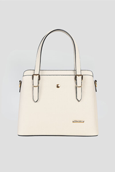 Sanmorris Women's Cream Long Strap Hand & Shoulder Bag with Gold Accessories