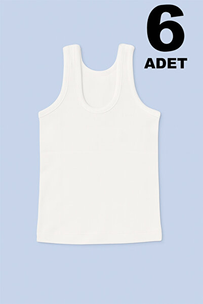 Erdenay Tekstil Boys' Undershirt 100% Cotton Oval Neck Pack of 6