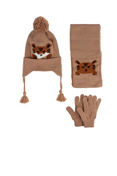 Kitti طقم قفازات وقبعة ATKI مكون من 3 قطع مع بطانة من الصوف للأعمار من 4 إلى 8 سنوات