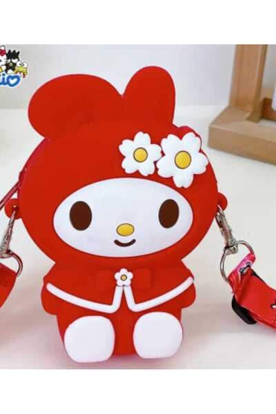 ÇEÇEN HOME Silicone Coin Purse - My Melody Character Sweet Flower Pattern Rabbit Shoulder Crossbody Bag 13X8Cm
