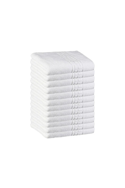 Kotonia Home Set of 12 Hotel towels - Greek Border Jacquard, 30x50 cm, 100% c...