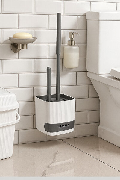 Rembox Βούρτσα καθαρισμού νιπτήρα μπάνιου με αυτοκόλλητο που δεν χυθεί νερό - Βούρτσα τουαλέτας 2 τεμαχίων - λευκό