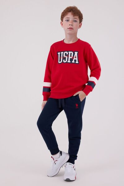 U.S. Polo Assn. Boy's Cotton 3 Thread Red Crew Neck Bottom-Top Set Q3Pkl3Kk14