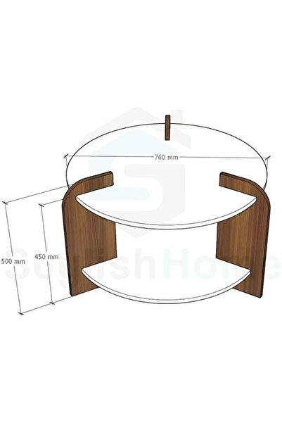 Stylish Home Wooden Center Table with Two Layers - CT99 Size 50x50x30, Brown Color