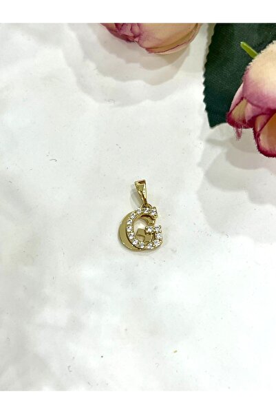 XUPING JEWELRY Zirkon Taşlı Harf G Kolye Ucu (14k Gold 1x1cm)