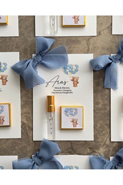 Zekol Yeni Doğan & Mevlüt Erkek Bebek Hediyesi – Şık Çikolatalı Hatıra Seti "10 ADET"