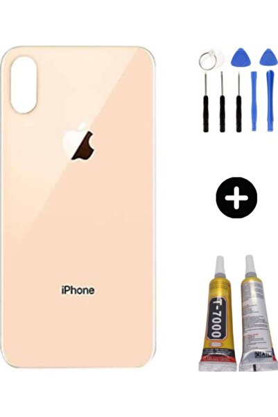 instatech iPhone Xs Max Uyumlu Arka Pil Batarya Kapak Altın + Montaj Seti