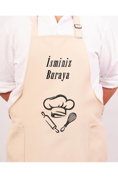 Artex Kişiye ve İsme Özel İsim Nakışlı Mutfak Kafe Chef Barista Garson Çiçekç...