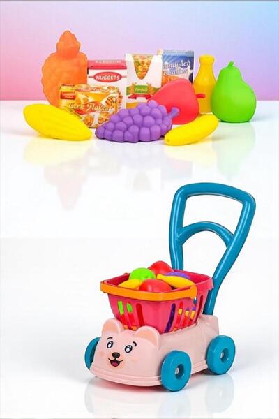 BYCEGU 36483 SEVİMLİ SEPETİ SEYYAR KULLANILABİLEN ALIŞVERİŞ OYUNCAK MARKET ARABASI BİR ADETTİR