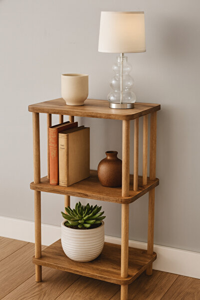 PEKA Modern Çevir Kur 2 Raflı Köşe Ve Yan Sehpa – Çok Amaçlı Fiskos Sehpa