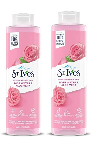 St. Ives غسول الجسم المنعش بماء الورد والصبار، 473 مل (عبوة من قطعتين)