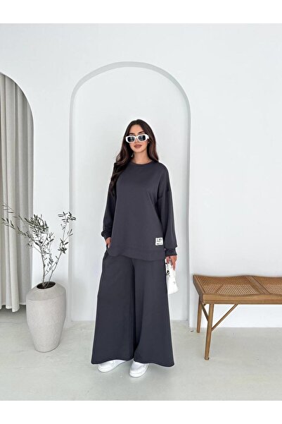 Jeevee Costum oversize cu picioare largi din material modal
