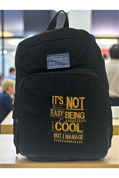 Old Cotton حقيبة ظهر مدرسية ذات تصميم كاجوال مطبوع باللون الأسود عالي الجودة ...