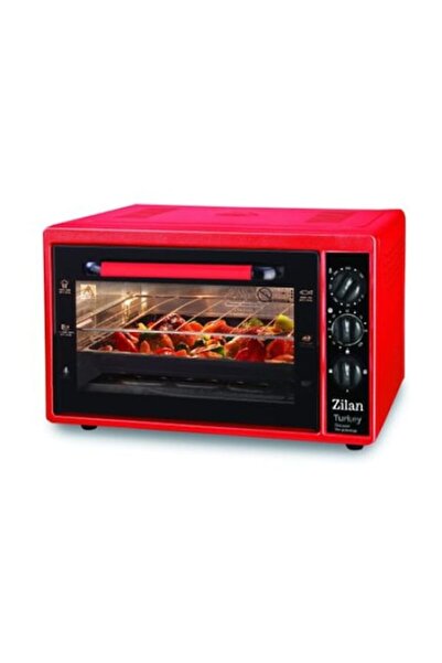 Zilan Electric oven ZLN-5320, Red large capacity 38 liters, 1500W, Timer, Grill, Rectangular tray