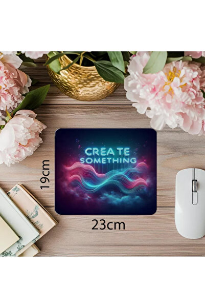 Wisdom Rain لوحة ماوس مموجة مكتوبة بالنيون من Create Something - لوحة ماوس مطبوعة مستطيلة مستوردة مقاس 19 × 23 سم 2 مم