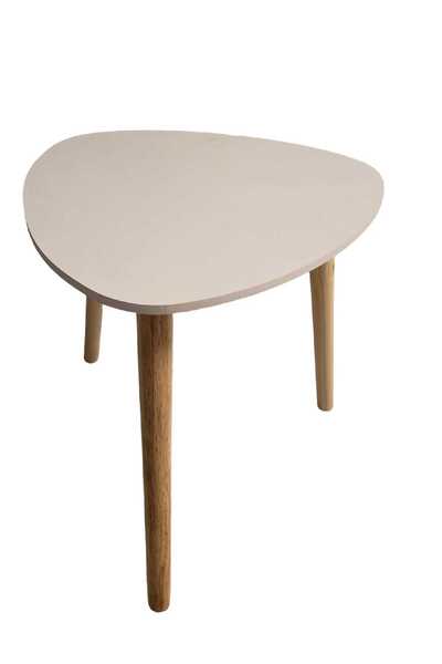 OEM Masuta pentru cafea, din lemn, culoare alba, forma ovala 38 x 38 x H 39 cm