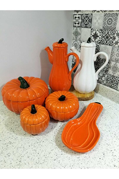 PEKPLUS 2-Piece Pumpkin Oil Pot, Pumpkin Dirty Spoon Holder, 3-Piece Pumpkin Set