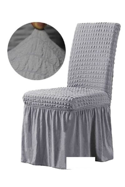 textilehome Set 6 huse scaune, elastice si creponate, cu volane