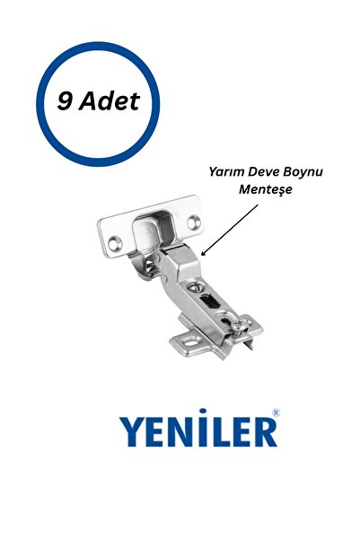 Mobilyap Aksesuar 9 Pieces New Furniture Cabinet Door Hinge Half Camel Hinge 1St. Quality