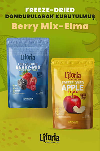 Liforia 2 عبوة من الفواكه المجففة بالتجميد - وجبة خفيفة صحية - مزيج التوت وال...