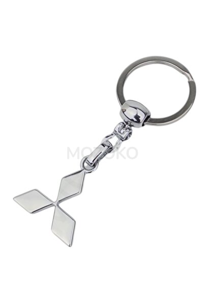 MOZOKO سلسلة مفاتيح سيارة معدنية عالية الجودة بشعار ميتسوبيشي، شعار ثنائي الا...