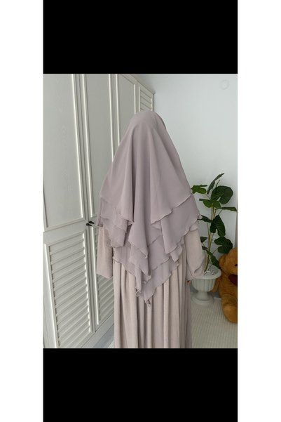 Hijab 3-Layer Short Souffle Hijab Khimar for Hajj and Umrah