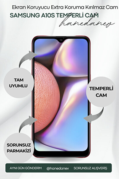Hanedanev Samsung Galaxy A10s Temperli Cam Ekran Koruyucu Extra Koruma Kırılm...