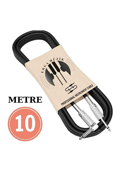 Erga Müzik Gitar Jack Kablosu 10M-32,8ft DÜZ/L Elektro Akustik Bas Bağlama Ke...